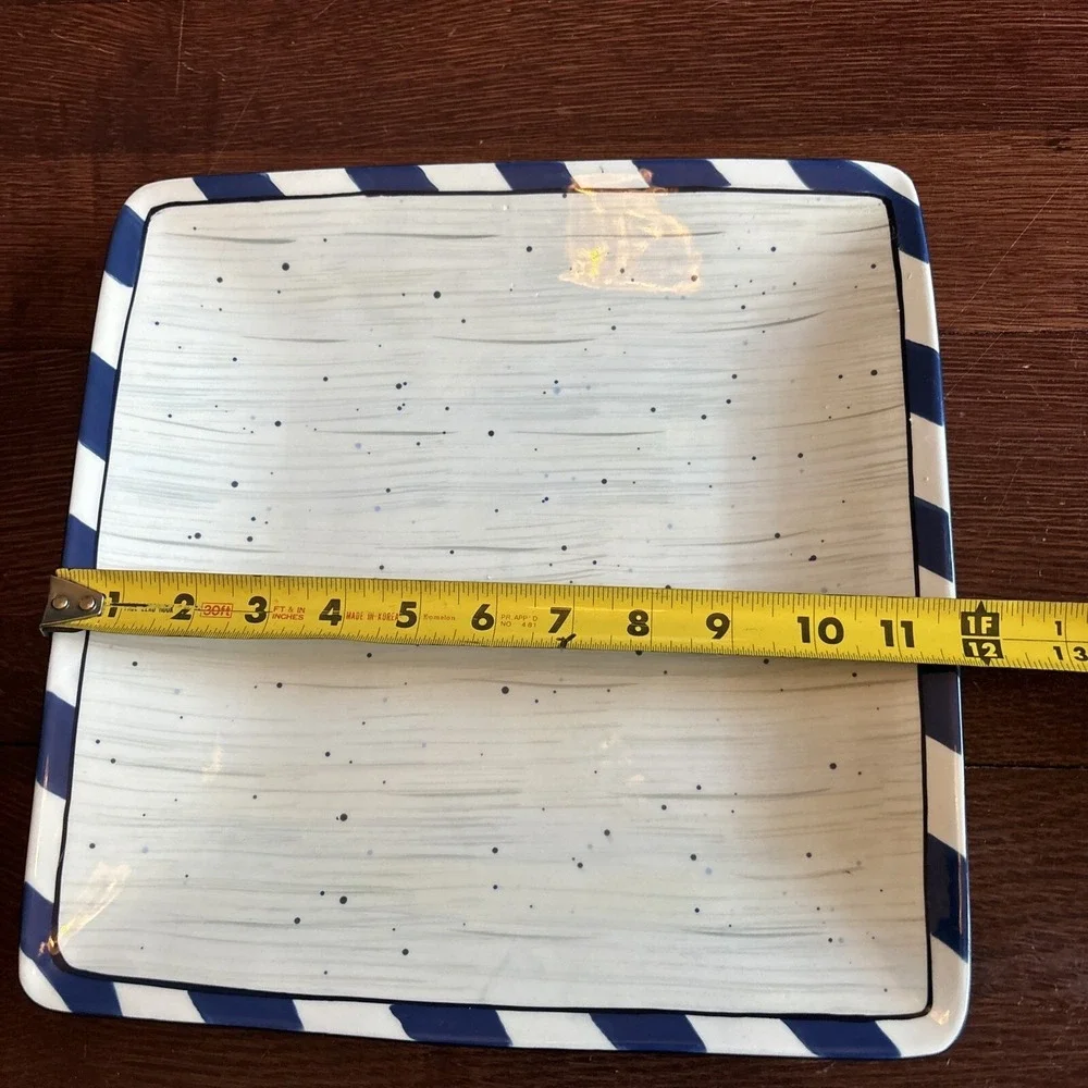 Certified International Jennifer Brinley Nautical Square Platter Blue‎ White 11